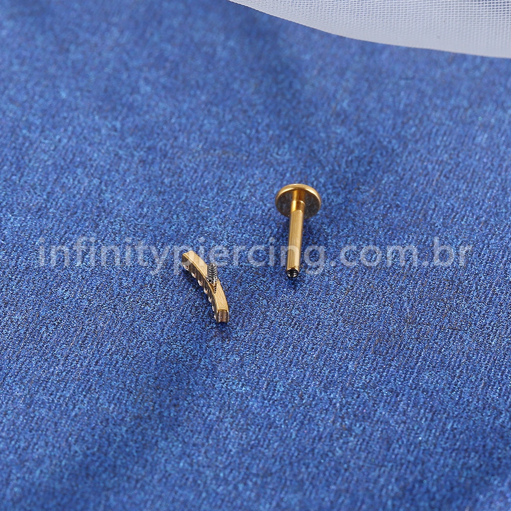 Piercing Labret Titânio Barra Curva Zircônia