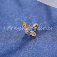 Piercing Labret Titânio Rosca Interna Morcego