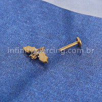 Piercing Labret Titânio Rosca Interna Morcego