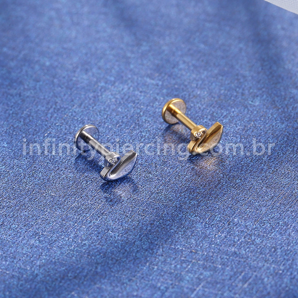 Piercing Labret Titânio Cisne Zircônia