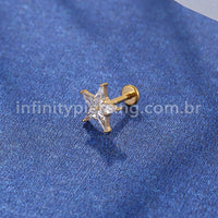 Piercing Labret Titânio Rosca Interna Estrela