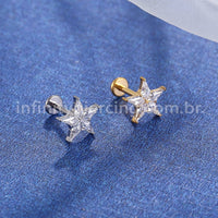 Piercing Labret Titânio Rosca Interna Estrela