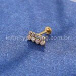 Piercing Labret Titânio Dupla Fileira Zircônia Pequena