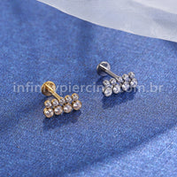 Piercing Labret Titânio Dupla Fileira Zircônia Pequena