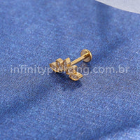Piercing Labret Titânio Rosca Interna Cluster 5 Folhas