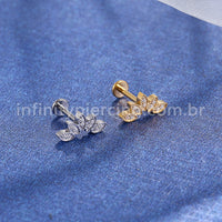Piercing Labret Titânio Rosca Interna Cluster 5 Folhas