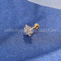 Piercing Labret Titânio Flor Zircônias