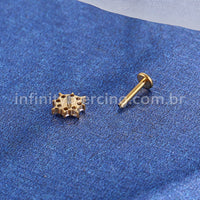 Piercing Labret Titânio Flor Zircônias