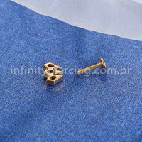 Piercing Labret Titânio Trio Gravatinhas Zircônia