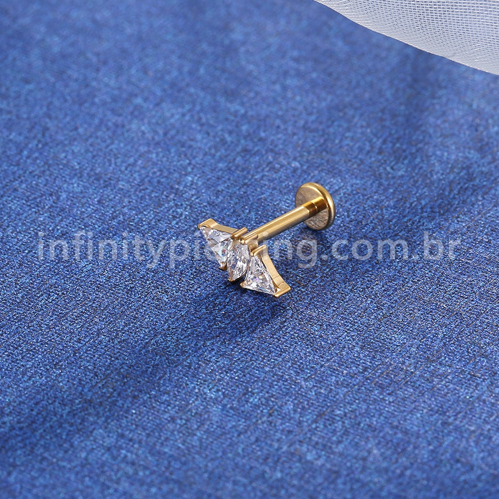 Piercing Labret Aço Cirúrgico Zircônia Cravejada