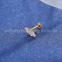 Piercing Labret Aço Cirúrgico Zircônia Cravejada
