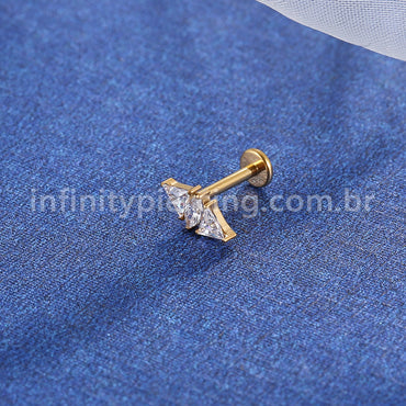 Piercing Labret Aço Cirúrgico Zircônia Cravejada