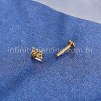 Piercing Labret Aço Cirúrgico Zircônia Cravejada