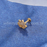 Piercing Labret Titânio Flor De Lótus Zircônia