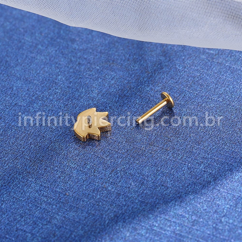 Piercing Labret Titânio Flor De Lótus Zircônia