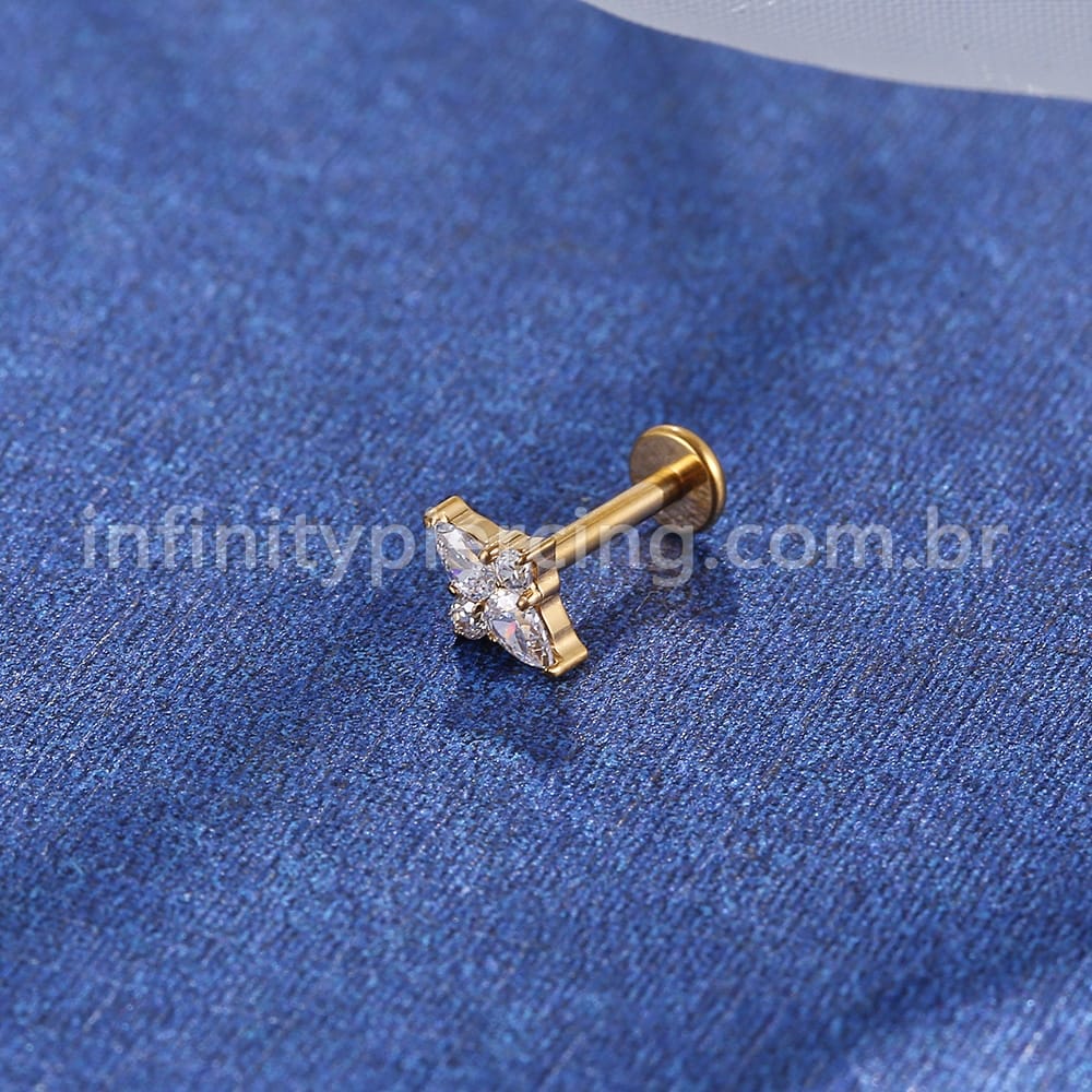 Piercing Labret Titânio Flor Zircônia