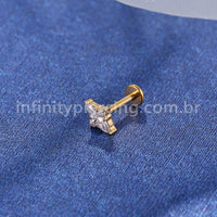 Piercing Labret Titânio Flor Zircônia