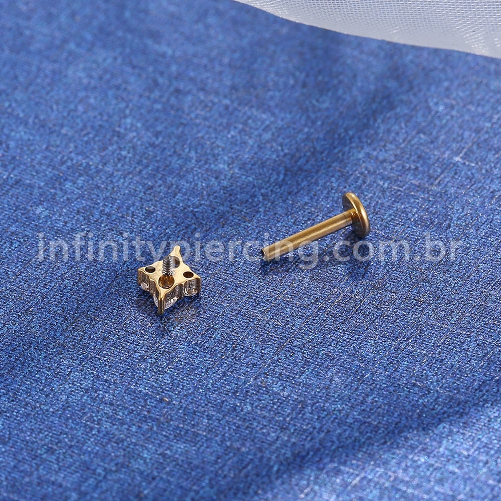 Piercing Labret Titânio Flor Zircônia