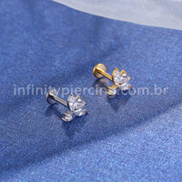 Piercing Labret Titânio Flor Zircônia