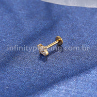 Piercing Labret Titânio Quatro Zircônias
