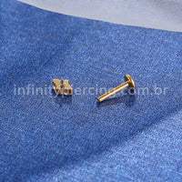 Piercing Labret Titânio Quatro Zircônias