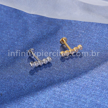Piercing Labret Titânio 5 Zircônias