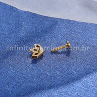 Piercing Labret Titânio Rosca Interna Losango 3 Pedras Zircônia