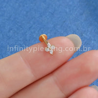 Piercing Labret Aço Cirúrgico Flor Zircônia
