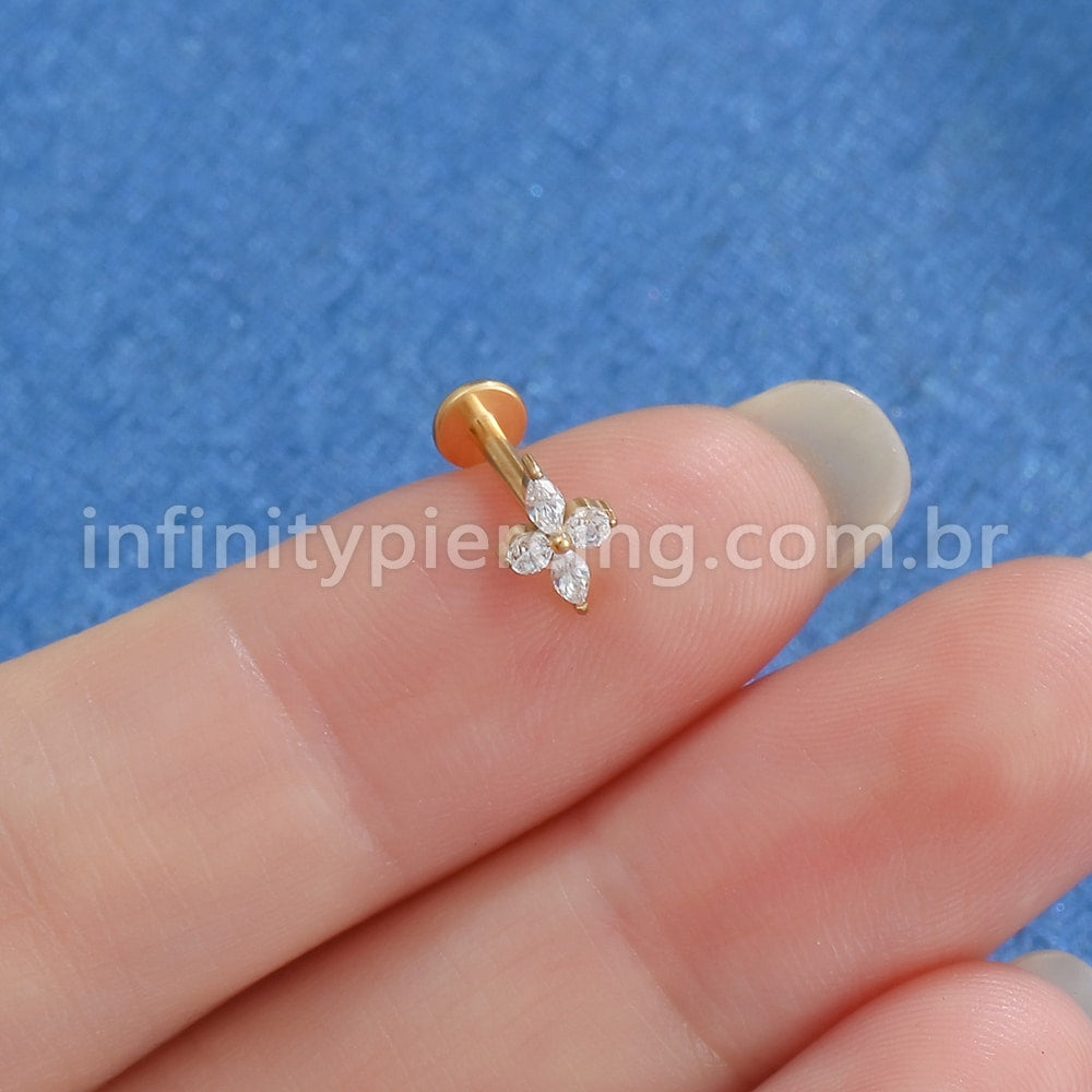 Piercing Labret Titânio Flor Zircônia