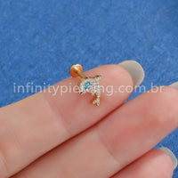 Piercing Labret Titânio Golfinho Zircônia