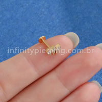 Piercing Labret Titânio Trio Gravatinhas Zircônia