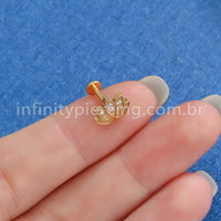 Piercing Labret Titânio Flor De Lótus Zircônia