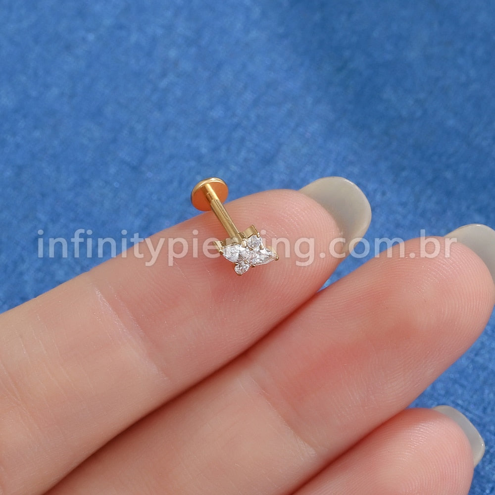 Piercing Labret Titânio Flor Zircônia