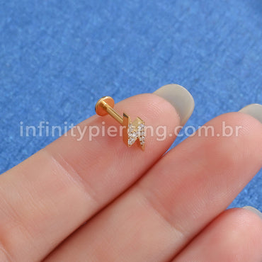 Piercing Labret Aço Cirúrgico Raio Zircônia