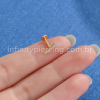 Piercing Labret Aço Cirúrgico Barra Meio Curvo Mini Zircônias