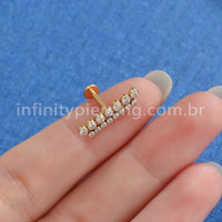 Piercing Labret Titânio Dupla Fileira Zircônia Grande