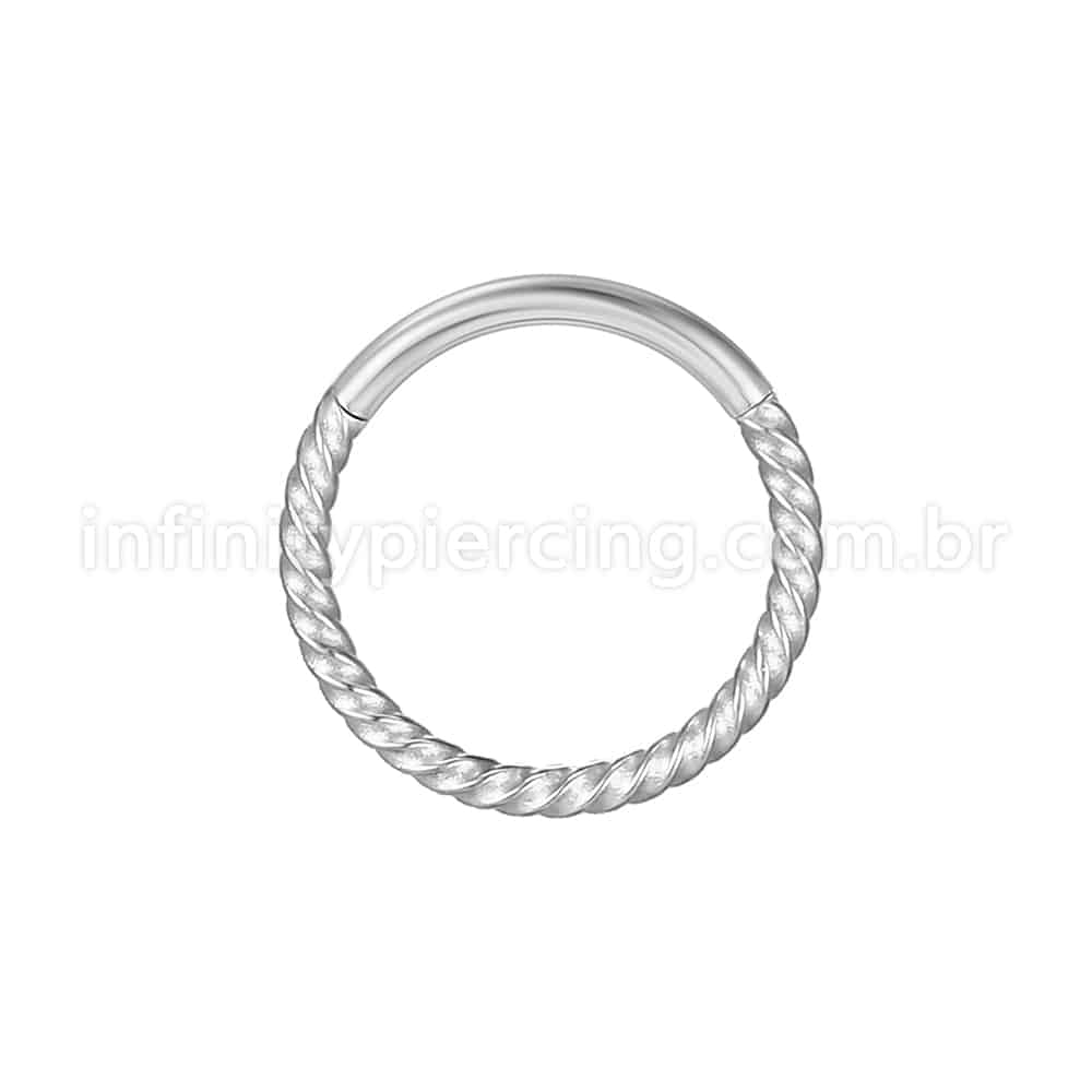 Piercing Argola Aço Cirúrgico Segmento Articulado Detalhe Torcido