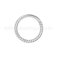 Piercing Argola Aço Cirúrgico Segmento Articulado Detalhe Torcido
