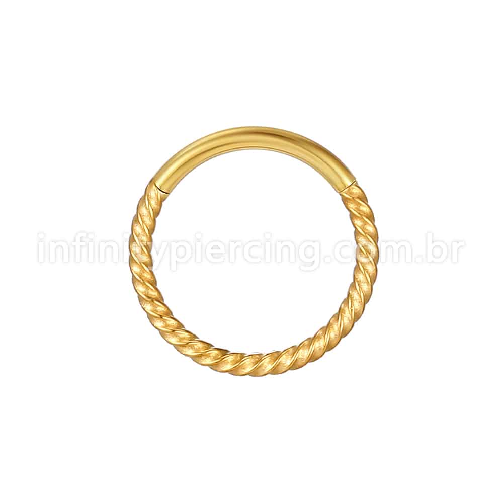Piercing Argola Aço Cirúrgico Segmento Articulado Detalhe Torcido