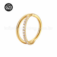 Piercing Argola Titânio Segmento Articulado Fileira Lisa/Zircônia