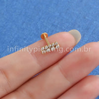 Piercing Labret Titânio Dupla Fileira Zircônia Pequena