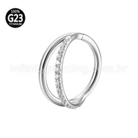 Piercing Argola Titânio Segmento Articulado Fileira Lisa/Zircônia