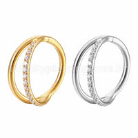 Piercing Argola Aço Cirúrgico Segmento Articulado Fileira Lisa/Zircônia