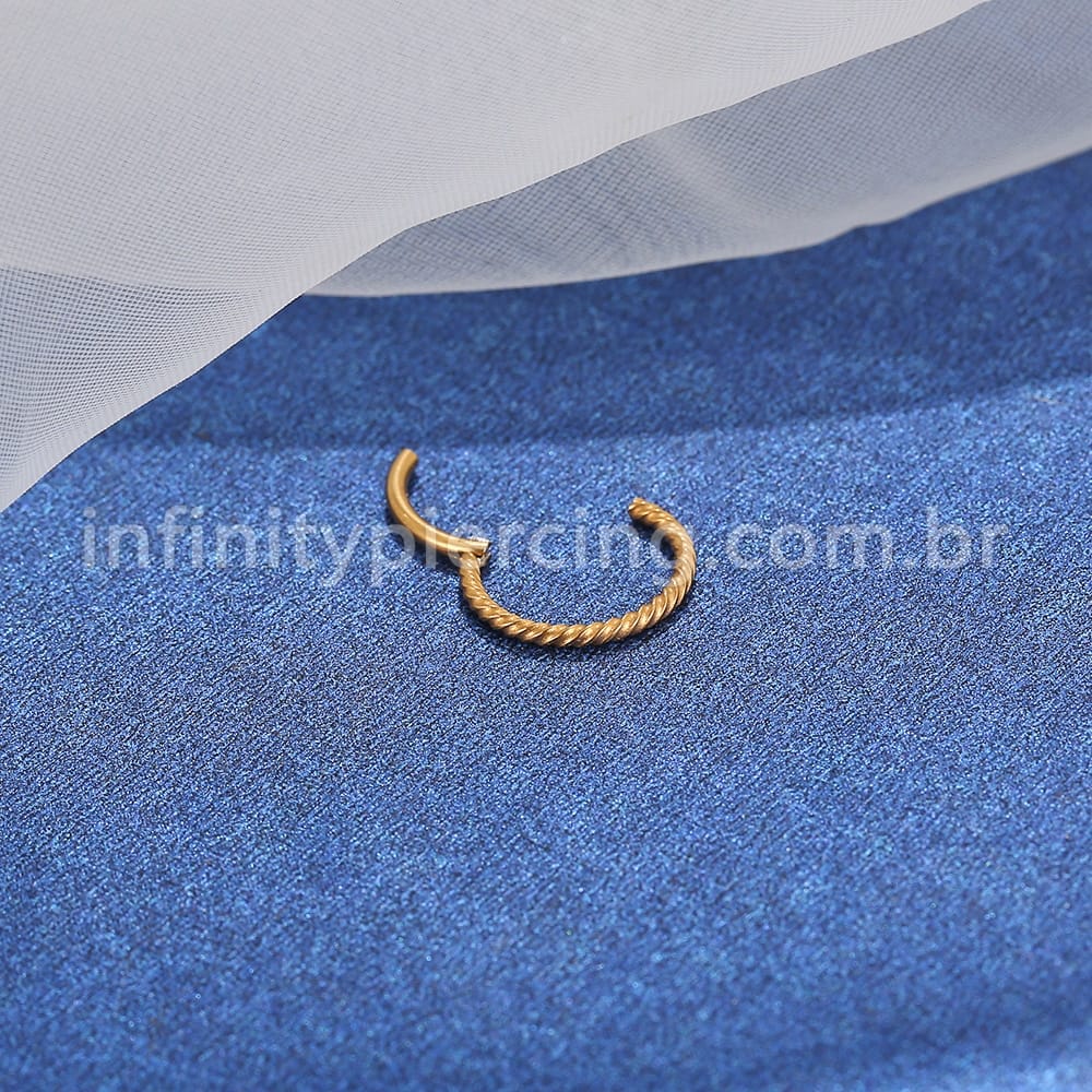 Piercing Argola Aço Cirúrgico Segmento Articulado Detalhe Torcido