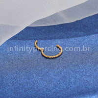 Piercing Argola Aço Cirúrgico Segmento Articulado Detalhe Torcido