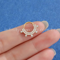Piercing Argola Titânio Segmento Articulado Dupla Fileira Zircônia Detalhes