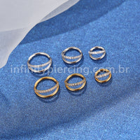 Piercing Argola Titânio Segmento Articulado Fileira Lisa/Zircônia