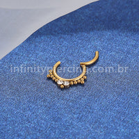 Piercing Argola Aço Cirúrgico Segmento Articulado 2 Pedras Zircônia