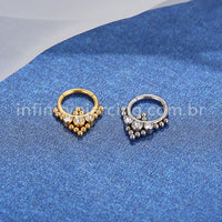 Piercing Argola Aço Cirúrgico Segmento Articulado 3 Pedras Zircônia