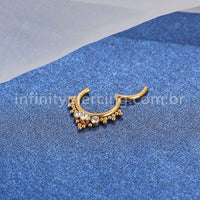 Piercing Argola Aço cirúrgico Segmento Articulado 3 Pedras Zircônia